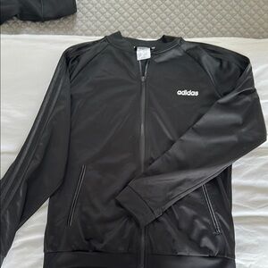 Adidas Black Lightweight Track Jacket with Stand-Up Collar